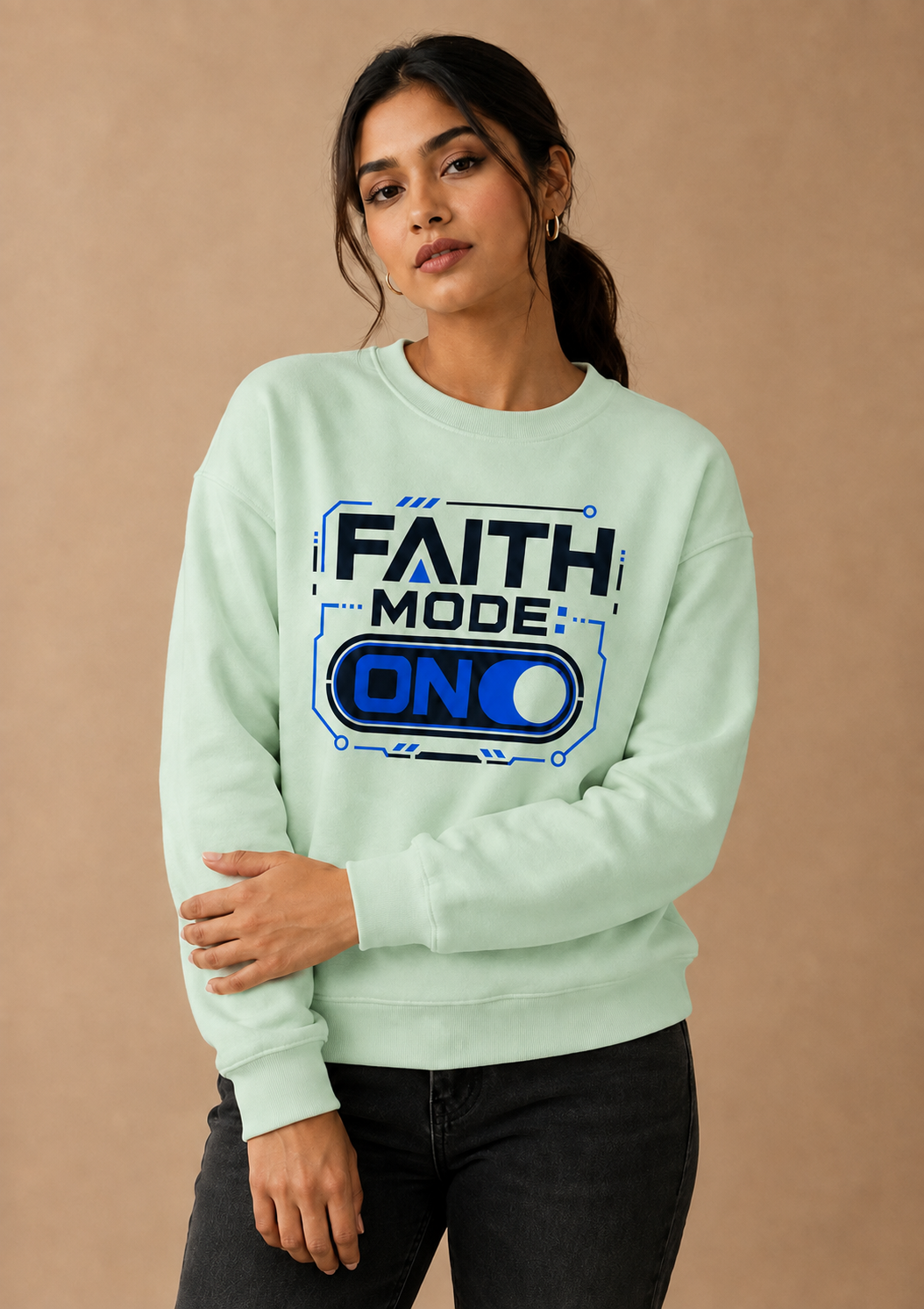 Faith Mode On Crewneck Sweatshirt - Image 4
