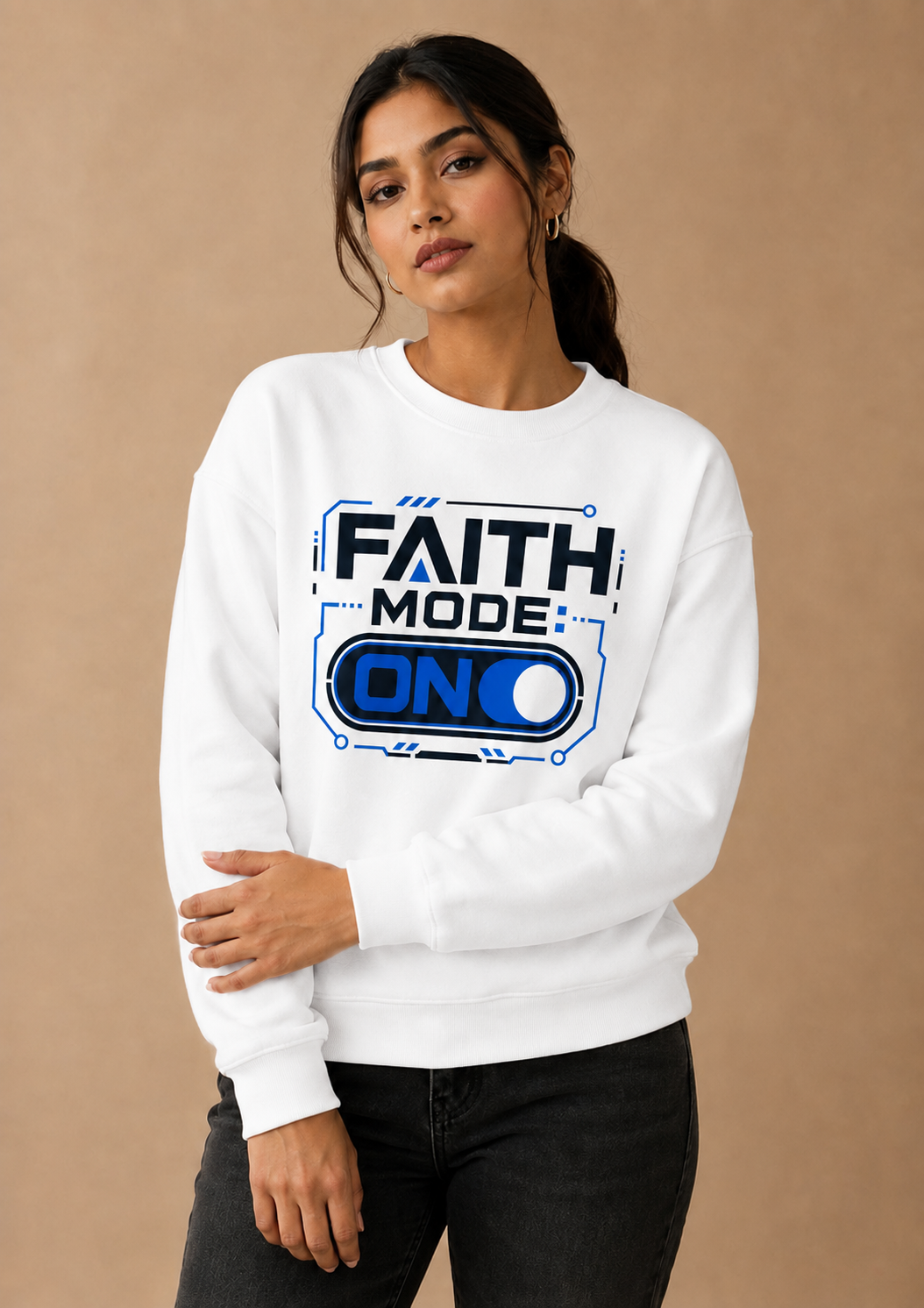 Faith Mode On Crewneck Sweatshirt - Image 3