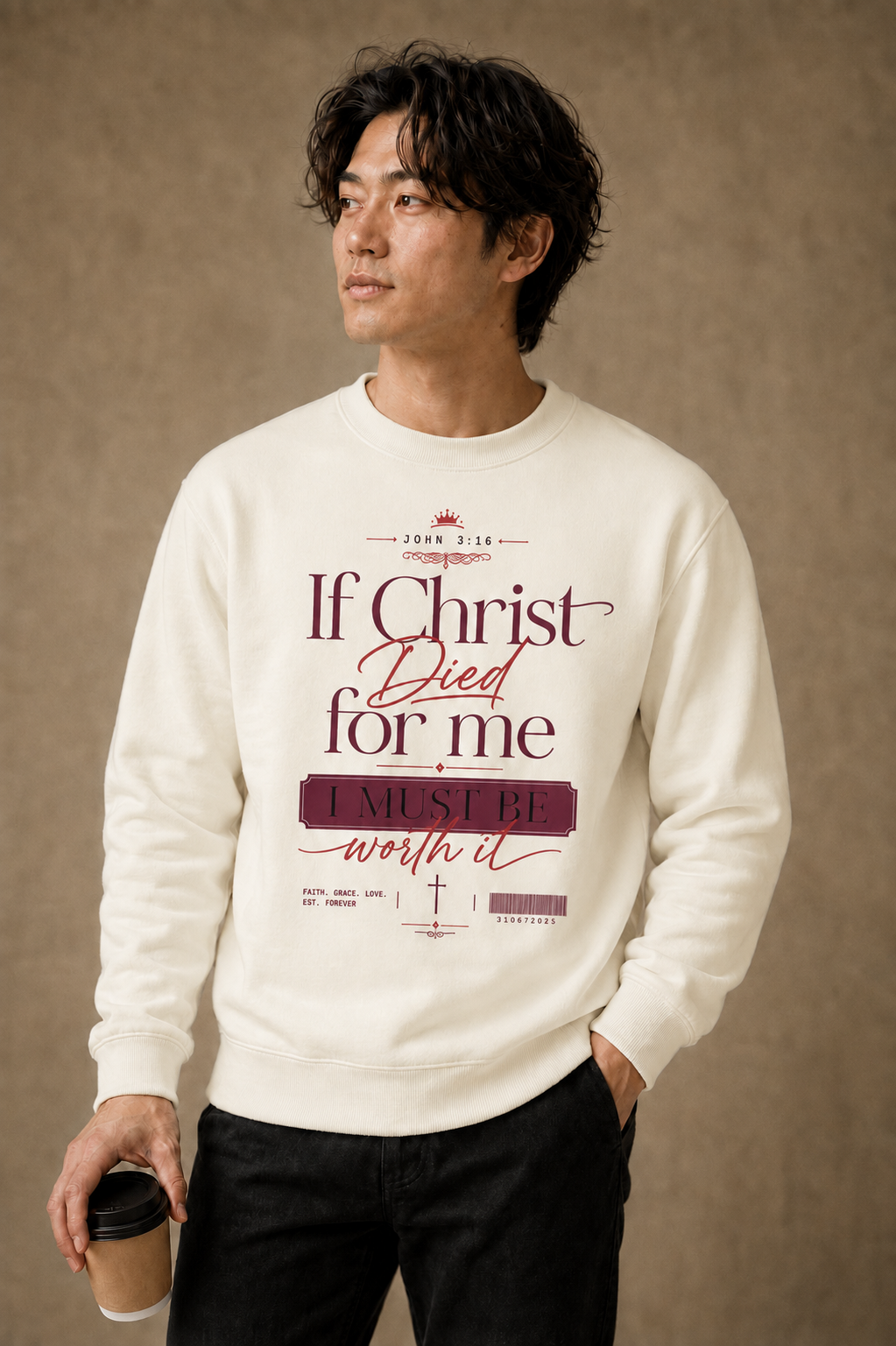 If Christ Died for Me, I Must Be Worth It Crewneck Sweatshirt - Image 4