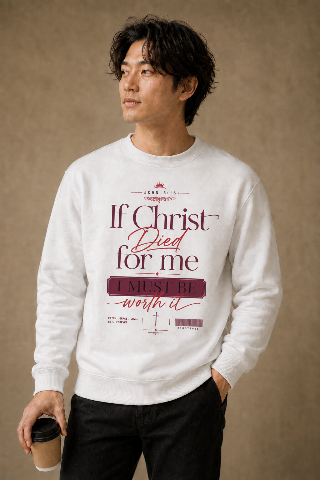 If Christ Died for Me, I Must Be Worth It Crewneck Sweatshirt - Image 2