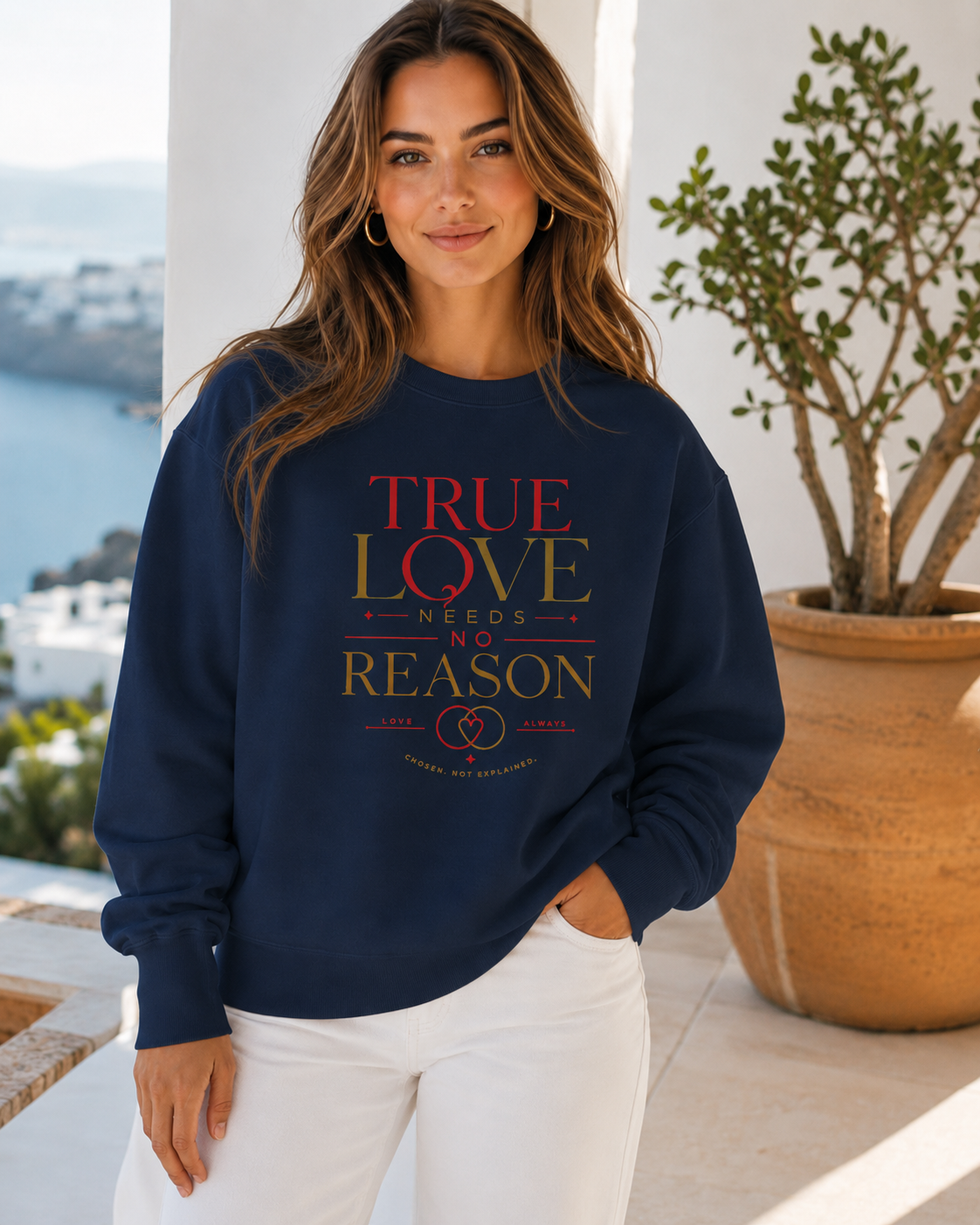 True Love Needs No Reason Crewneck Sweatshirt - Image 3