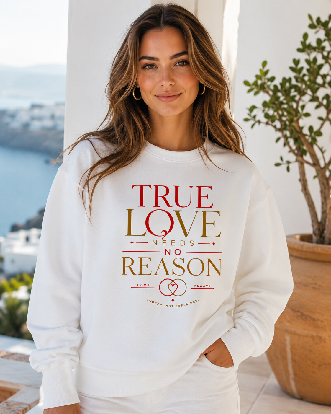 True Love Needs No Reason Crewneck Sweatshirt - Image 2