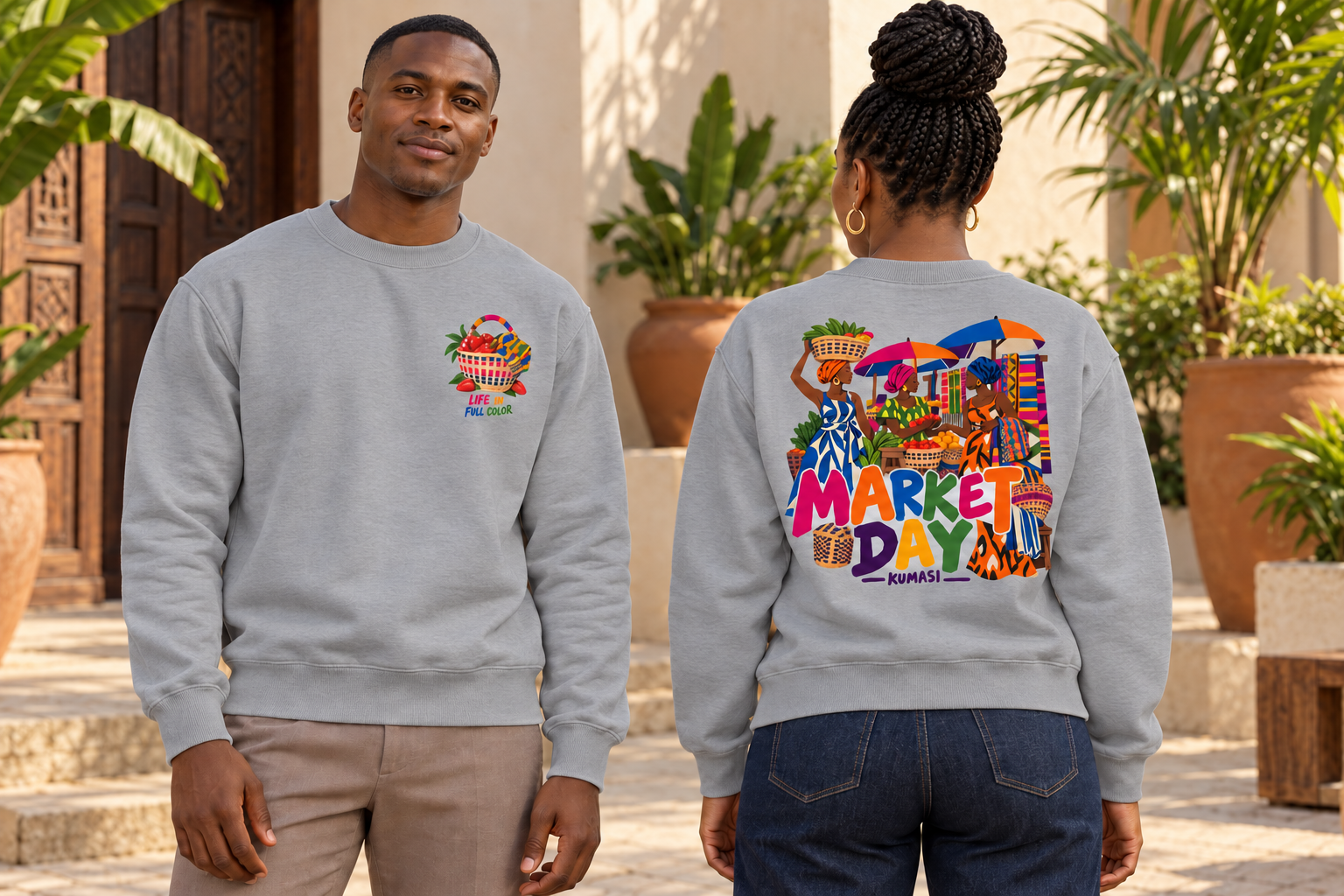 Kumasi Market Day Crewneck Sweatshirt - Image 3