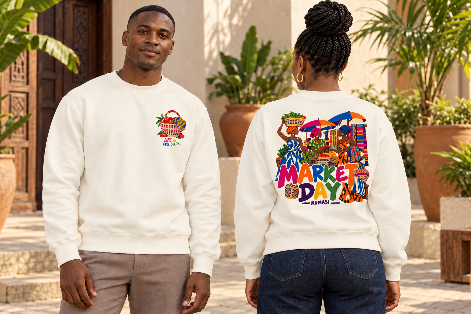 Kumasi Market Day Crewneck Sweatshirt - Image 2