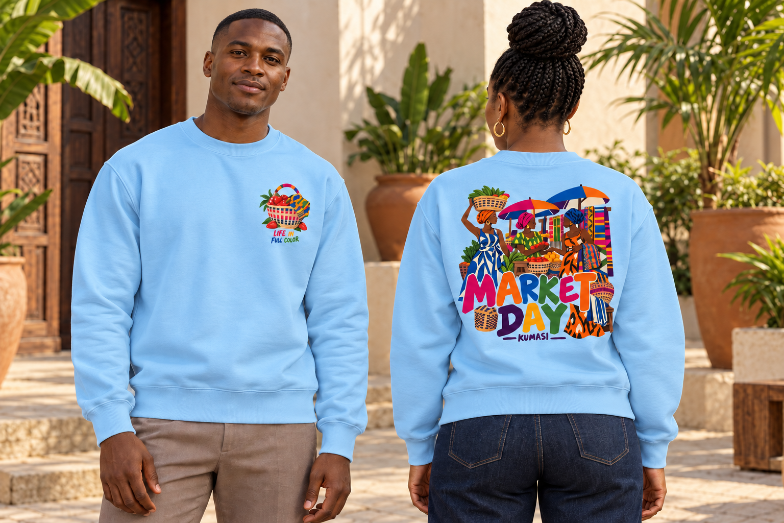 Kumasi Market Day Crewneck Sweatshirt - Image 4