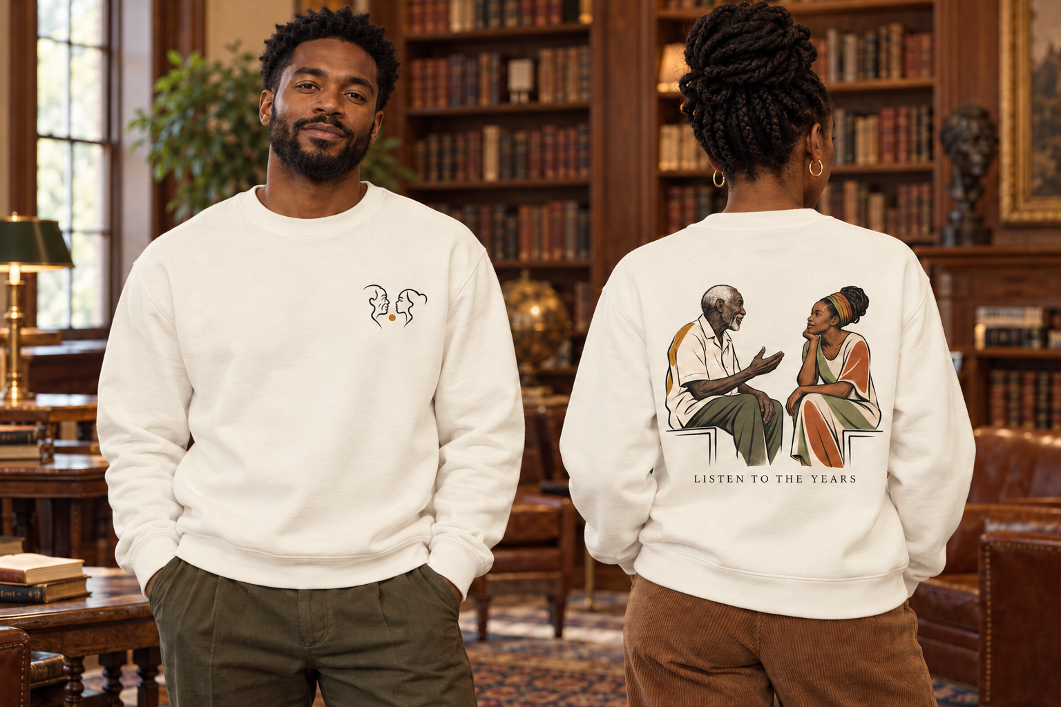 Listen To The Years Crewneck Sweatshirt — Ivory mockup