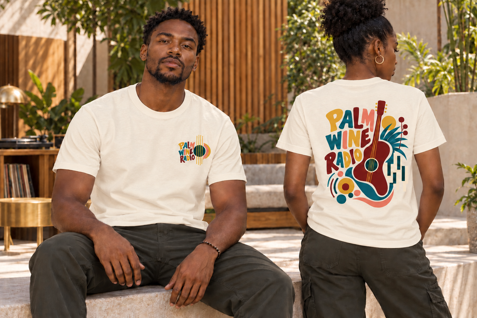 Palm Wine Radio T-Shirt — Cream mockup