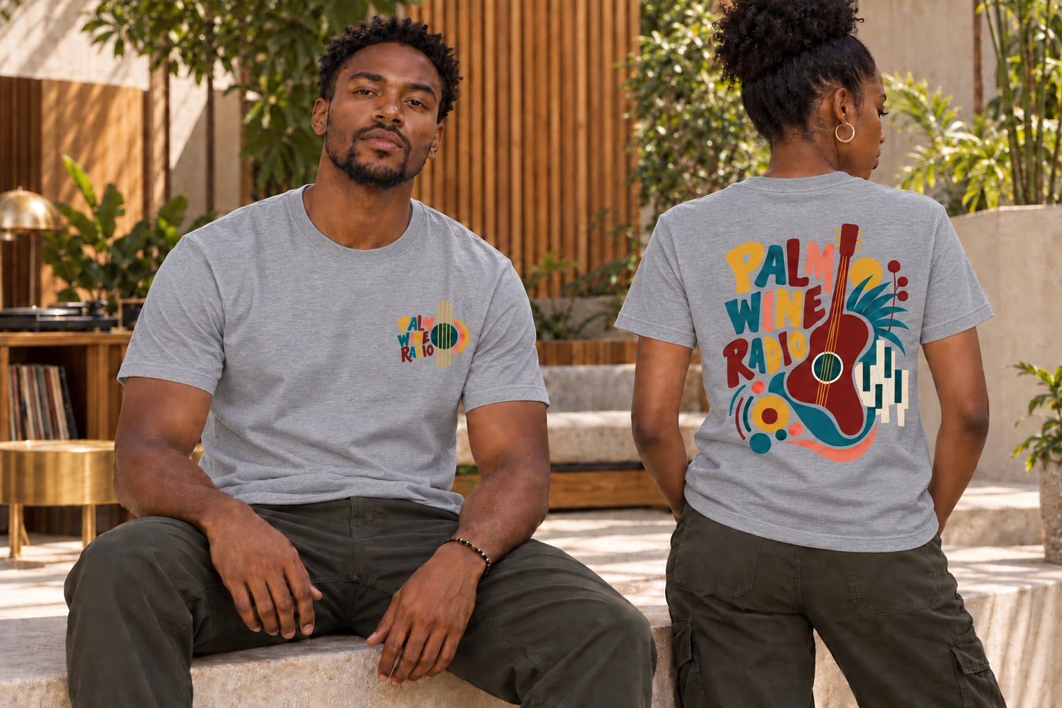 Palm Wine Radio T-Shirt — Gray mockup