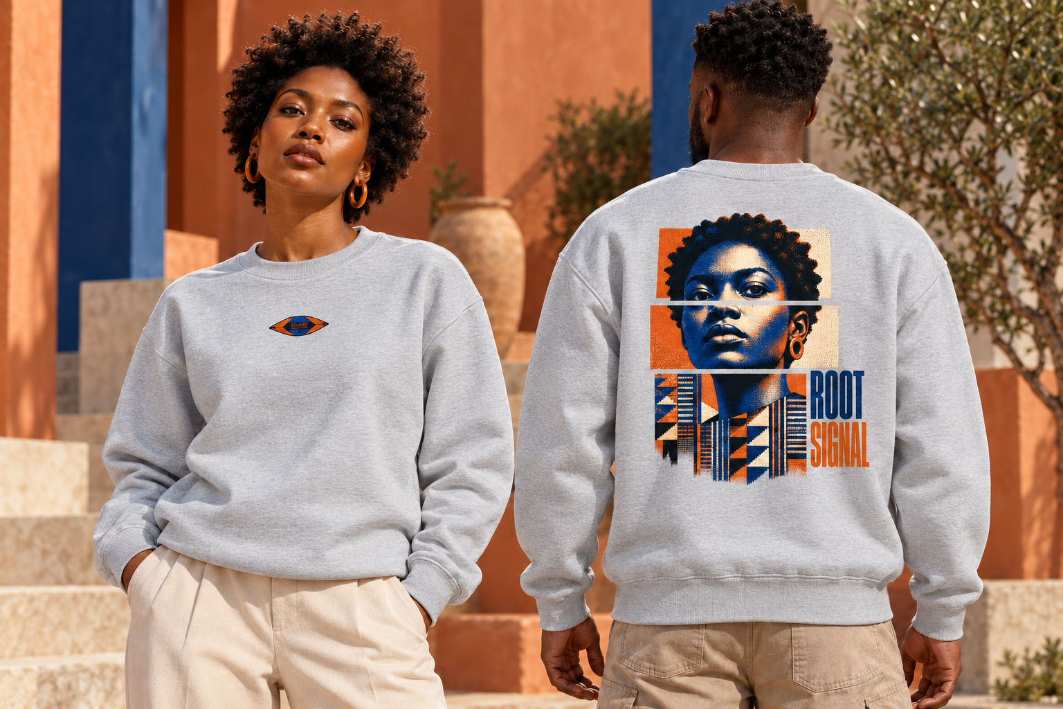 Root Signal Crewneck Sweatshirt — Heather Gray mockup