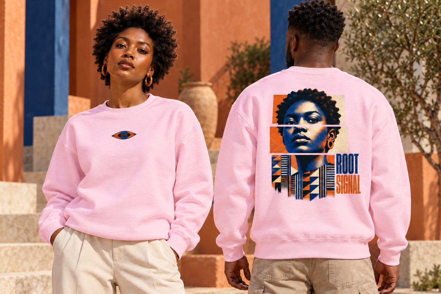 Root Signal Crewneck Sweatshirt — Light Pink mockup
