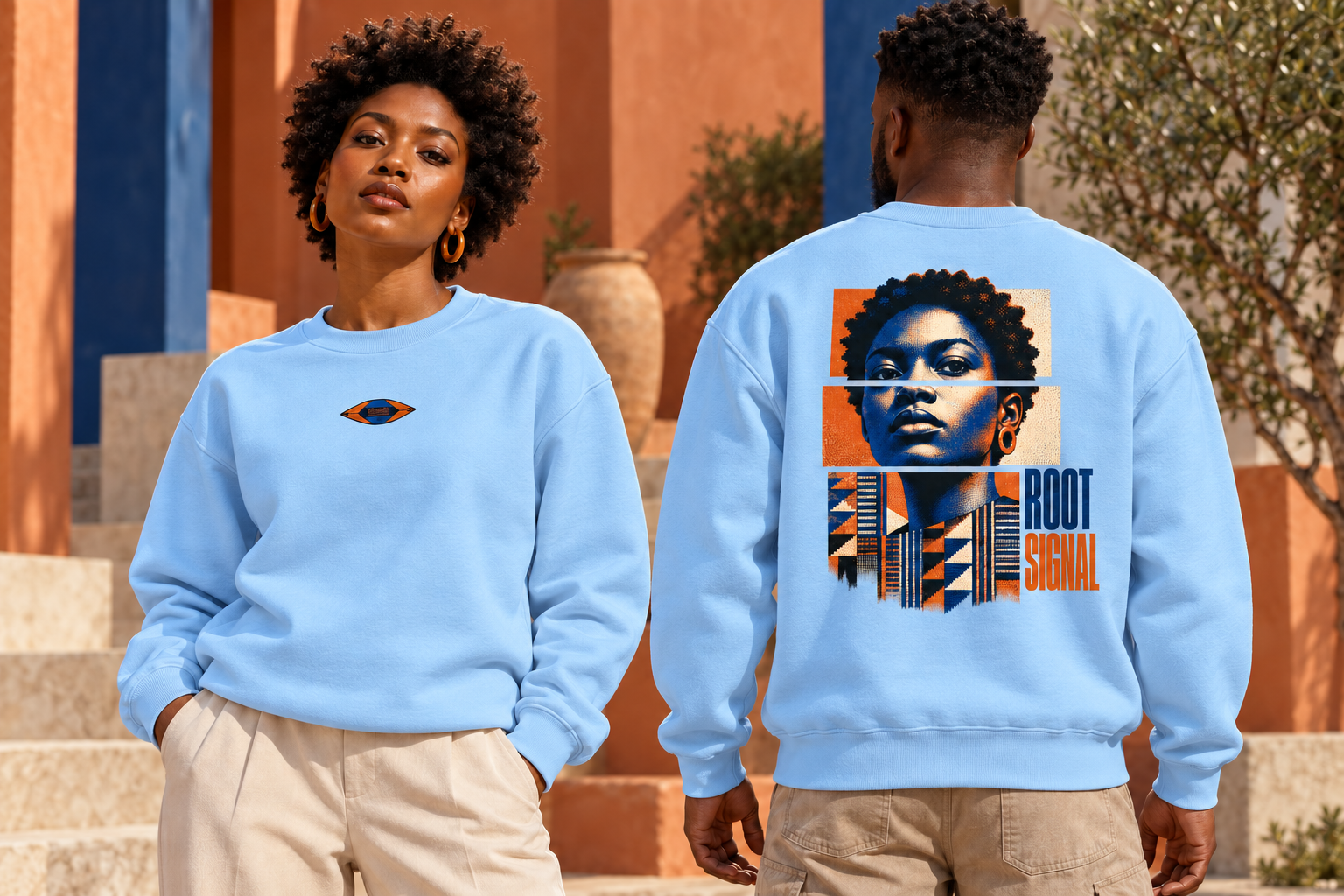 Root Signal Crewneck Sweatshirt — Sky Blue mockup