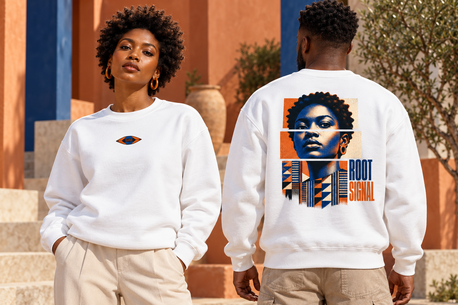 Root Signal Crewneck Sweatshirt — White mockup