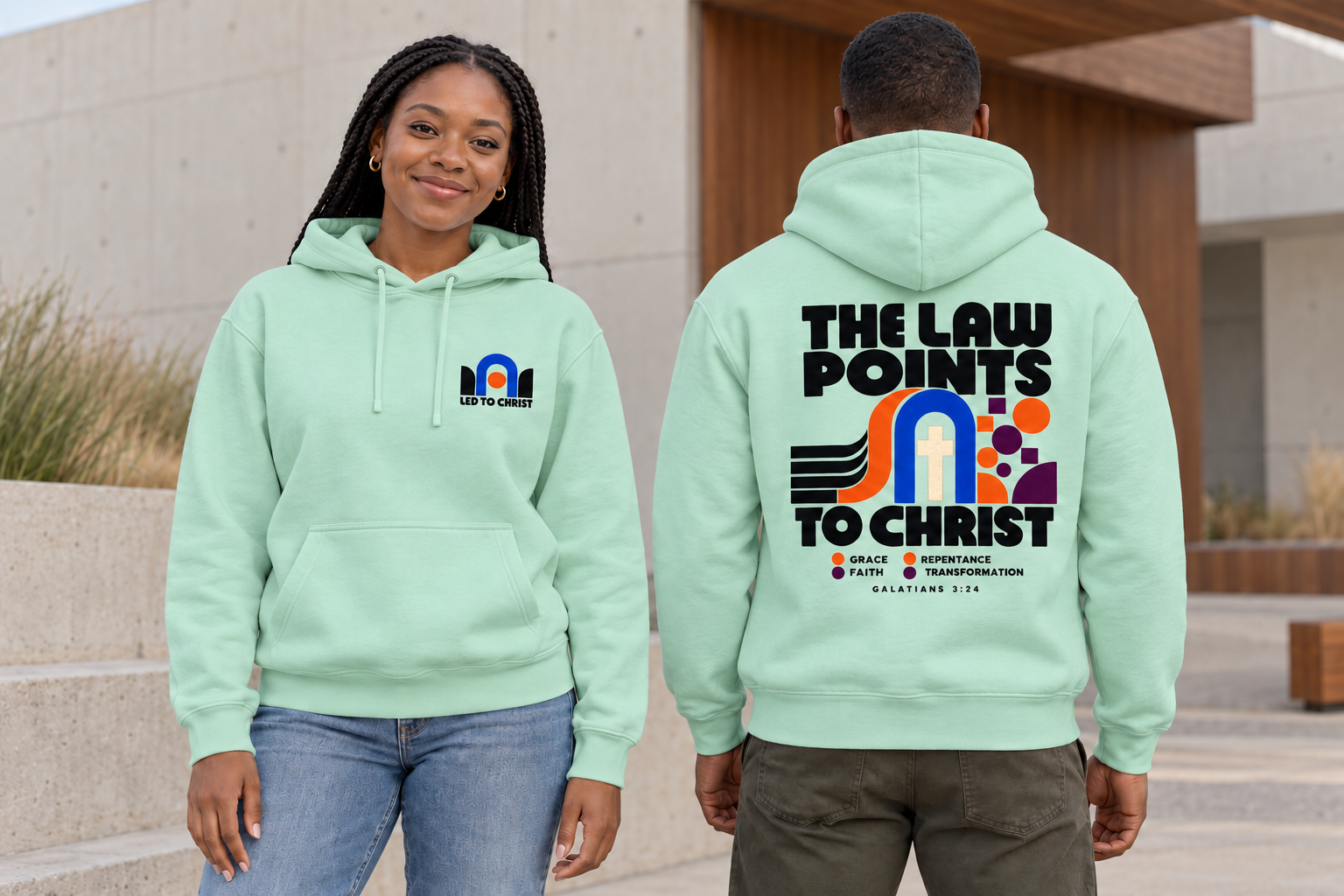 The Law Points To Christ Hoodie — Mint mockup